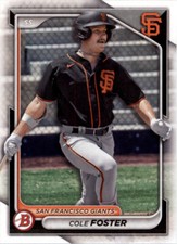 2024 Bowman Base Cole Foster #BP-83 San Francisco Giants Prospect Baseball Card