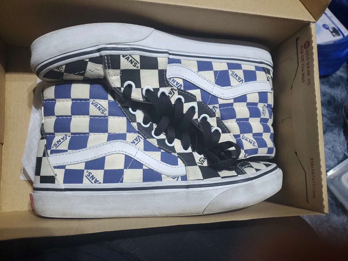 Size 6 VANS Classic Big Checkered Black Blue tan cream pre