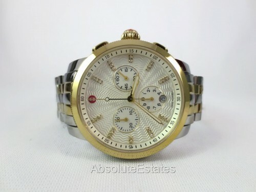 Chronograph Michele Uptown Two Tone Watch NEW Michele