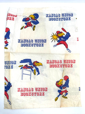 vtg 70s 80s University of Kansas KS union bookstore book bag jayhawk