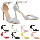 Womens Unisex Buckle Ankle Strap Stiletto Heel Court Shoes 9 10 11 12