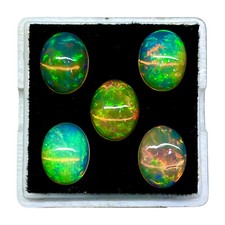 5 Pcs Natural Ethiopian Opal 9x7mm Oval Untreated Loose Cabochon Gemstones Lot