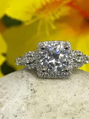 7mm Vintage Halo Round Cut Moissanite Engagement Ring Real 925 Sterling Silver
