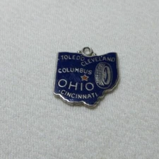 VTG JMF STERLING SILVER BLUE ENAMEL OHIO CHARM COLUMBUS CLEVELAND TOLEDO