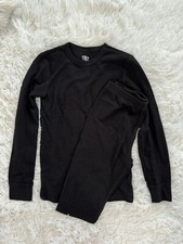 ATHLETIC WORKS Boy  s Size 10-12 Black Thermal Pijama Set