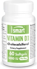 Supersmart Vitamin D3 5000 IU Vitamins for Strengthen Bones Cells Protector NonG