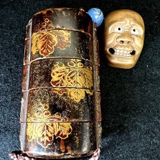 Inro Pillbox Japanese Miniature Artistic Container Antique Edo U-033