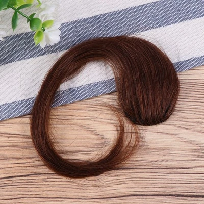 Bang Wig Fluffy Fake Wig pour femme femme (brun foncé, 25 cm) - Photo 1/4