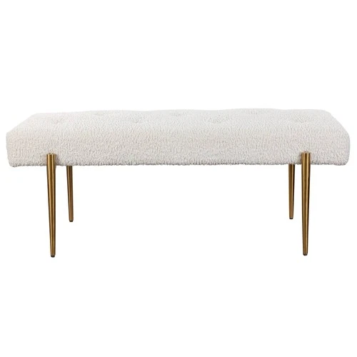 Uttermost Olivier 49 1/2" Wide White Button-Tufted Modern Accent Bench - Picture 5 of 5