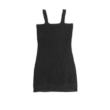 NWT Gap Black Open Knit Crochet Mini Dress Size Small Tall 100% Cotton Boho LBD