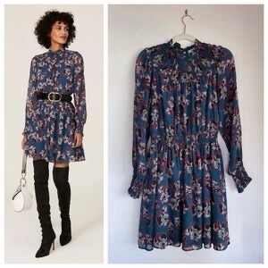 Peter Som Dress Womens Size 4 Blue Pink Floral Fit & Flare Mini floral