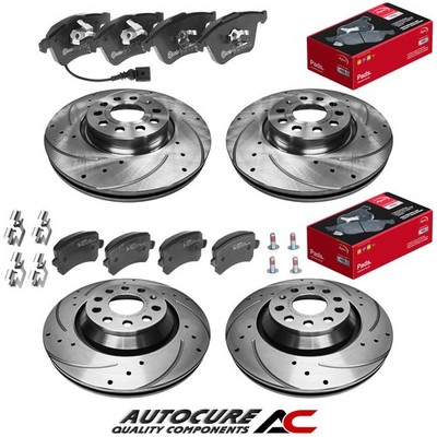 FOR VW SCIROCCO R TSI MK3 FRONT & REAR DRILLED & GROOVED BRAKE DISCS & APEC PADS