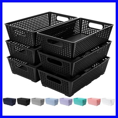 Versatile Stackable Storage Bins - Extra Large Woven Baskets 14.7'' L x 8.7'' W