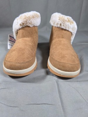 Skechers BOBS Cozy Chill Comfy Break Chestnut Vegan Fur Boots 114534 Womens 5