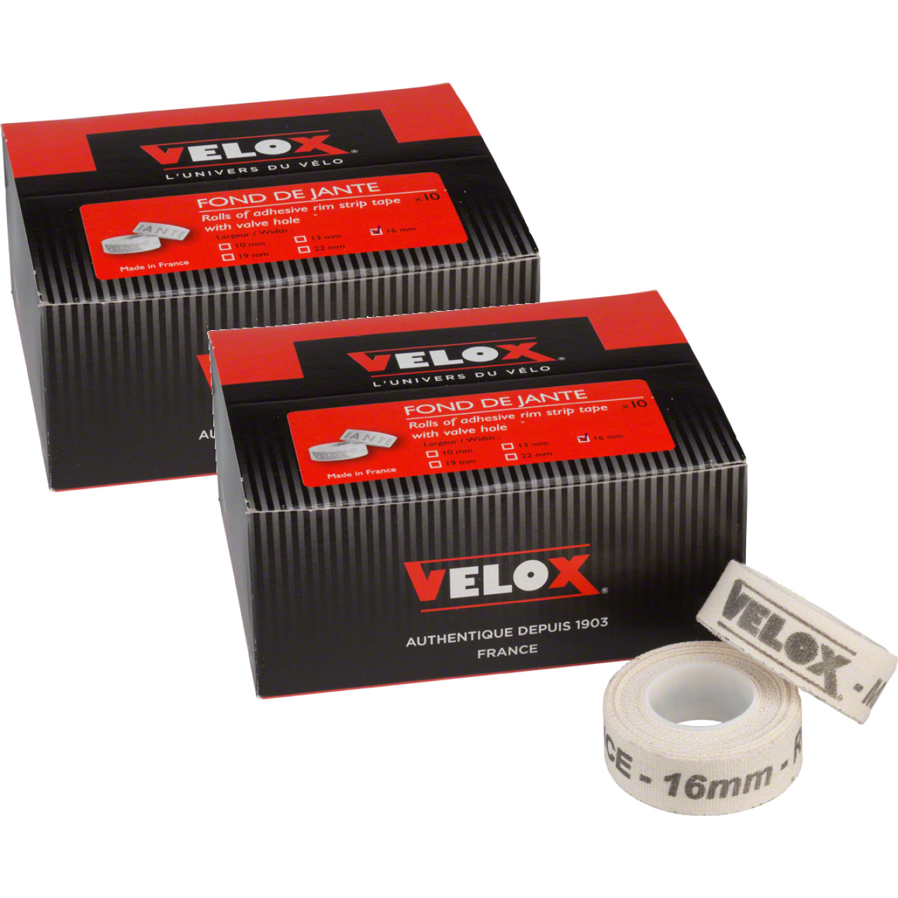 Pack of 2 Velox 10mm Cloth Rim Tape Box/10