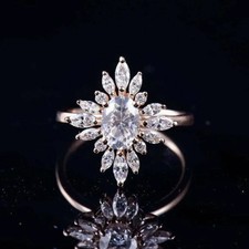 Engagement Wedding Ring 1CT Lab Created Diamond 14K Rose Gold Finish