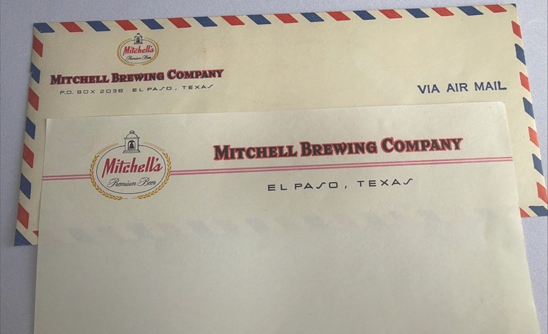 Mitchell Brewing Company, Letterhead And Envelope, El Paso TX