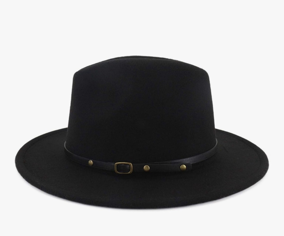 Classic Felt Fedora Wide Brim Hat with Belt Buckle - Adjustable Lisianthus Women main image 3