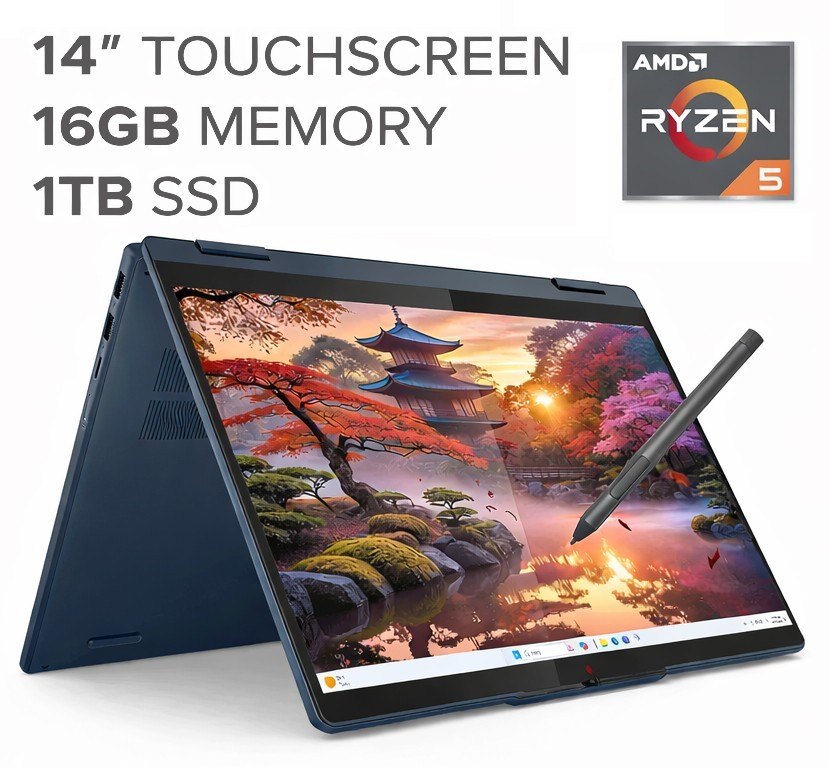 Lenovo IdeaPad 5 14" Touchscreen Laptop AMD Ryzen AI 5 340 16GB RAM 1TB SSD