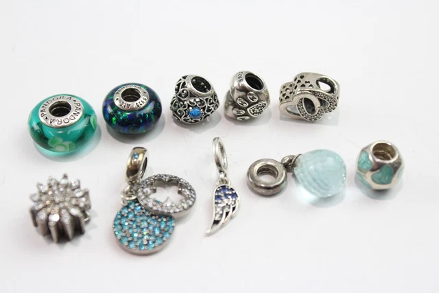 31 Pandora Sterling Silver Charms Disney Stone Set Enamel Hearts Glass x 10 25g