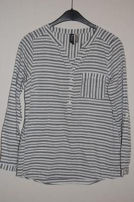 MULTIBLU - GR. 36 -Blusenshirt Tunika weiß-grau gestreift