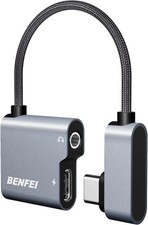 BENFEI USB C to Audio Jack Adapter with 60W Fast Charging, USB-C Silver