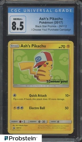 2017 Pokemon BSP I Choose You! Purchase Campaign #SM112 Ash' Pikachu CGC 8.5