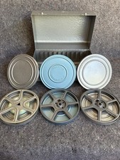 VINTAGE Brumberger 8MM Metal Film Reel Travel Case with Three 5  Reels  Cases
