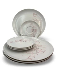 Lot Of 8 MCM 1950's Brookpark Melmac Melamine Pink Champagne Plates Lot