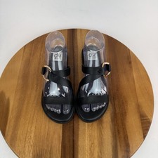 New Womens Dolce Vita Elaine Black Faux Leather Strappy Slide Sandals Size 6.5 M