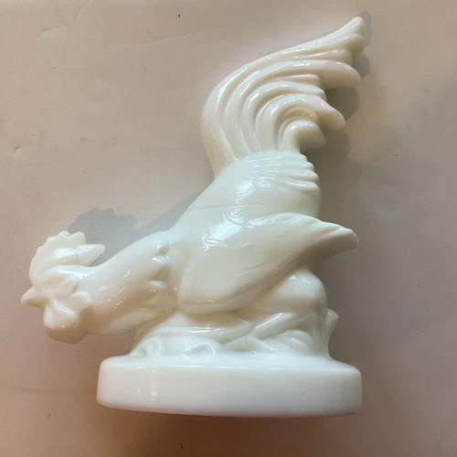 Kemple Fighting Rooster Milk Glass Bookend/Door Stop Vintage