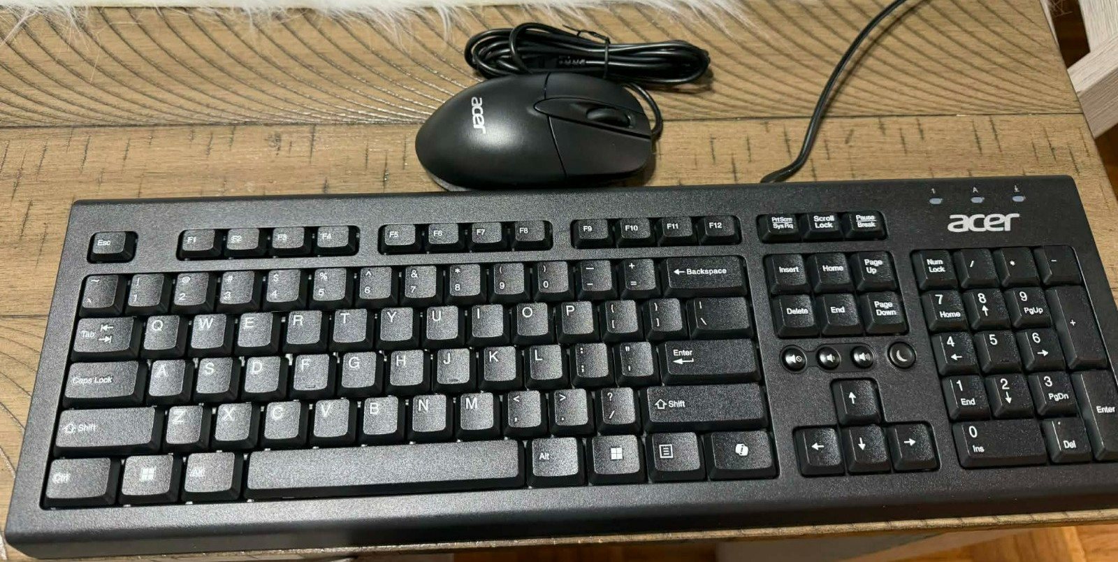 Acer USB Wired Keyboard Mouse Combo Full Size Black Desktop Set