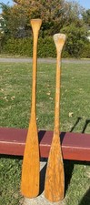 2 BONITAS PALETAS DE MADERA VINTAGE 48" + 45" remos largos bote canoa
