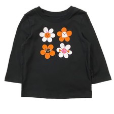 Toddler Girls Black Orange Flowers Long Sleeve Halloween Tee Shirt T-Shirt 12 M