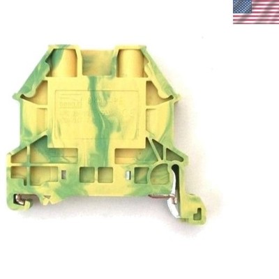 -PE DIN Rail Grounding Terminal Block with Cover C-PE Screw Type Green Yellow...