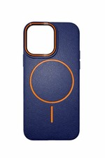 Luxury Premium Leather Case For Iphone 16 Pro Max With Magsafe( NAVY BLUE)