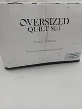 Oversized Quilt Set Twin Twin XL 2 Piece Blue Circle Pattern Adults Bedding New