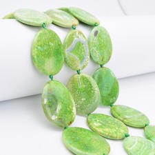 40x50mm Natural Green Dragon Veins Agate Smooth Oval Slice Loose Pendant Beads