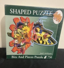 Bits and Pieces BUTTERFLY LANDING 750pc Shaped Jigsaw Puzzle NEW Sealed #44953