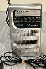 Vondior VX-W Portable Transistor Radio AM/FM/WB with Antenna Works W/Earbuds