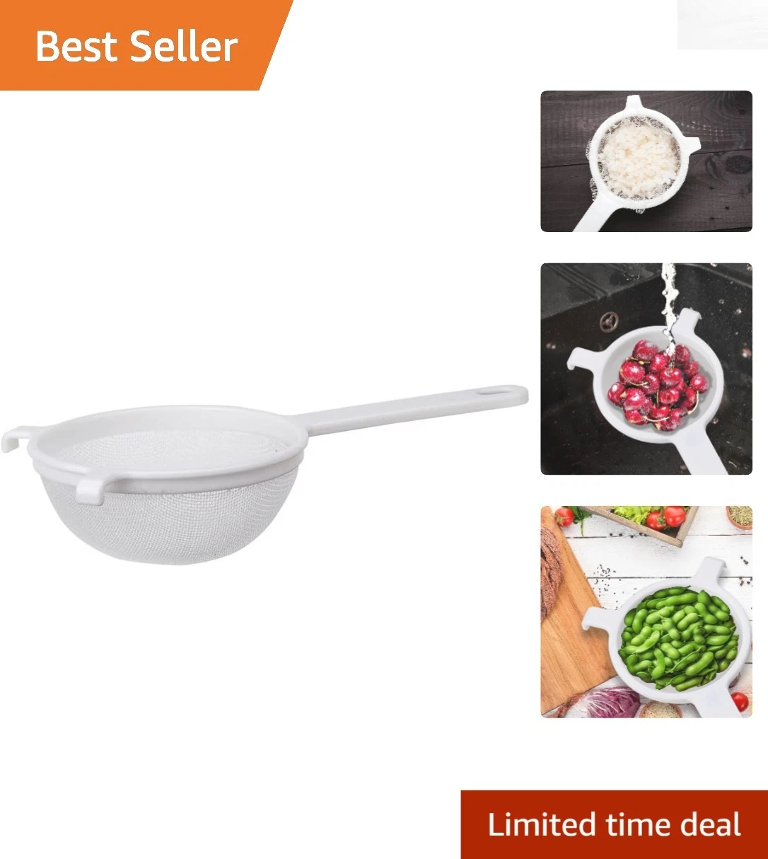 BPA-Free 5.5-Inch Double-Ear Fine Mesh Strainer for Easy Cooking