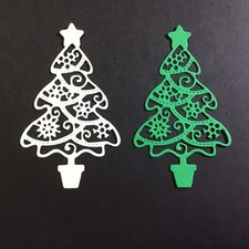Snowflake Christmas Tree with Star Die Cut Embellishments 8 pcs Choose Color