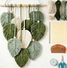 FREEBLOSS DIY Macrame Leaf Wall Hanging Beginners Macrame Kit Leaf Woven Tapestr