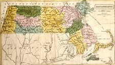 1839 FIRST EDITION Barber Historical Collections. Massachusetts Map 12x7"