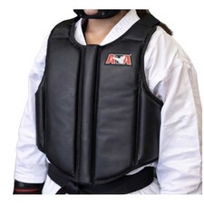 ATA Martial Arts Chest Protector Sparring Vest Black Child Size Large Adjustable