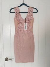 Lipsy Nude Pink Bodycon Dress - Brand New With Tags Size 6 RRP £68