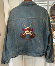 Vintage 90s Hard Rock Cafe Orlando Denim Jean Jacket Mens XXL