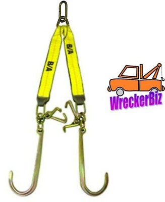 G70 Wrecker Tow Truck V-Chain With V-Bridle & Mini J/T/R Hooks - For Rollback & Car Carrier Trucks