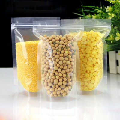 Clear Stand Up Zip Lock Bags Plastic Pouches Food Storage Packaging Resealable