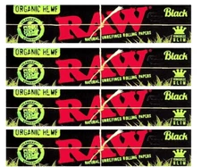 4x Raw Black Organic Hemp Rolling Papers King Size 4 Packs USA SHIPPED